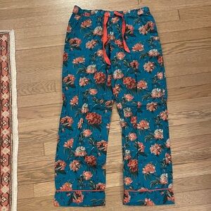 Liberty of London Antonio Melani Teal Floral Pajama set with Coral Accents